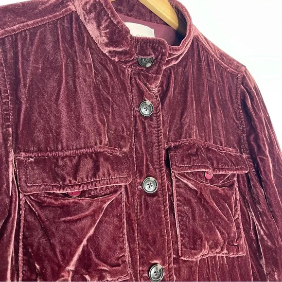 Loft Women's Burgundy Velvet Utility Jacket Size Medium - Picture 7 of 7